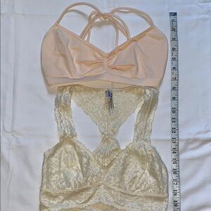 2 Free People Lace Bralettes - Cream & Peach